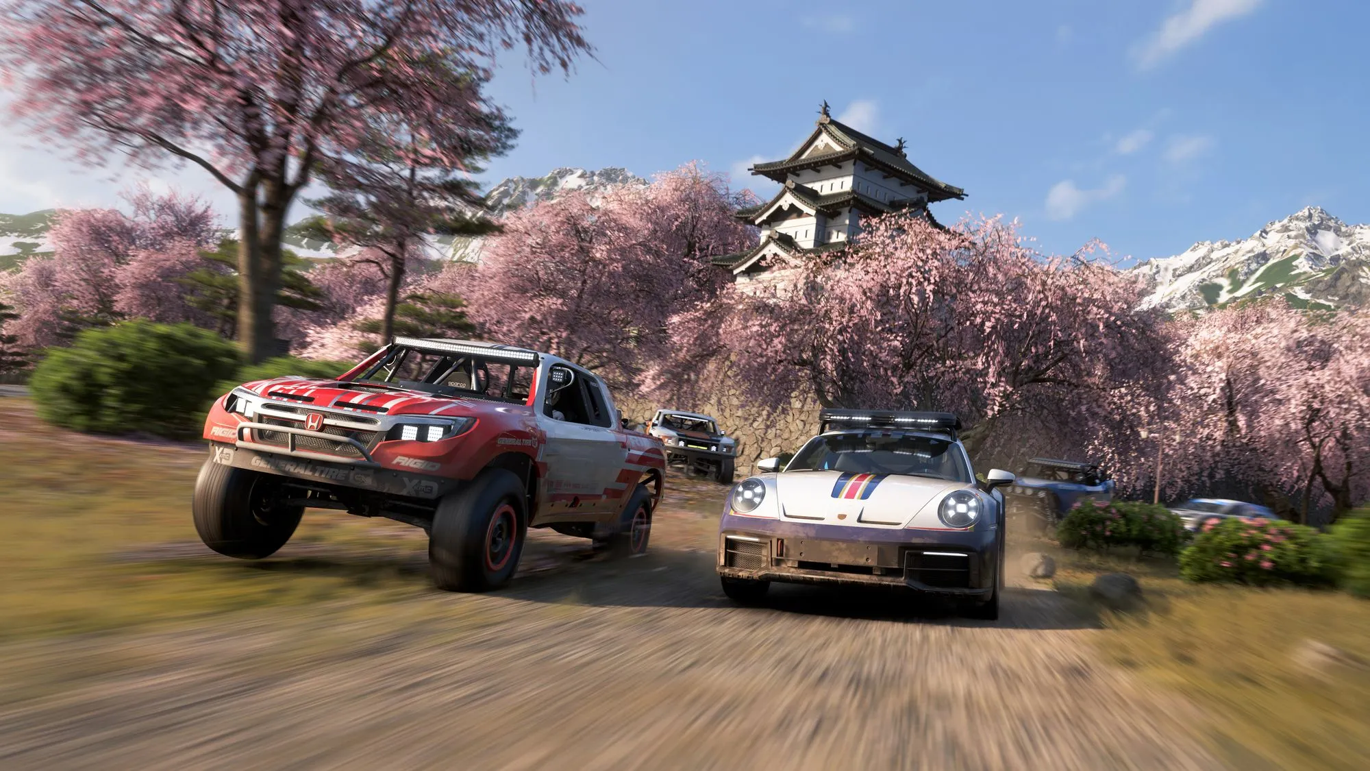 Forza Horizon 6 official launch scene at Hirosaki Castle
