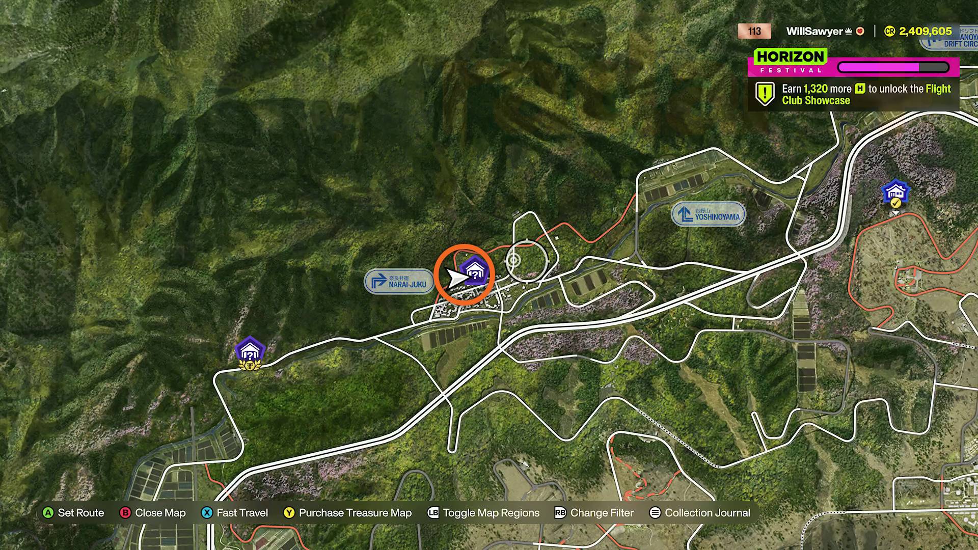 Map reference for the 1996 Ferrari F50 GT Barn Find in Minamino
