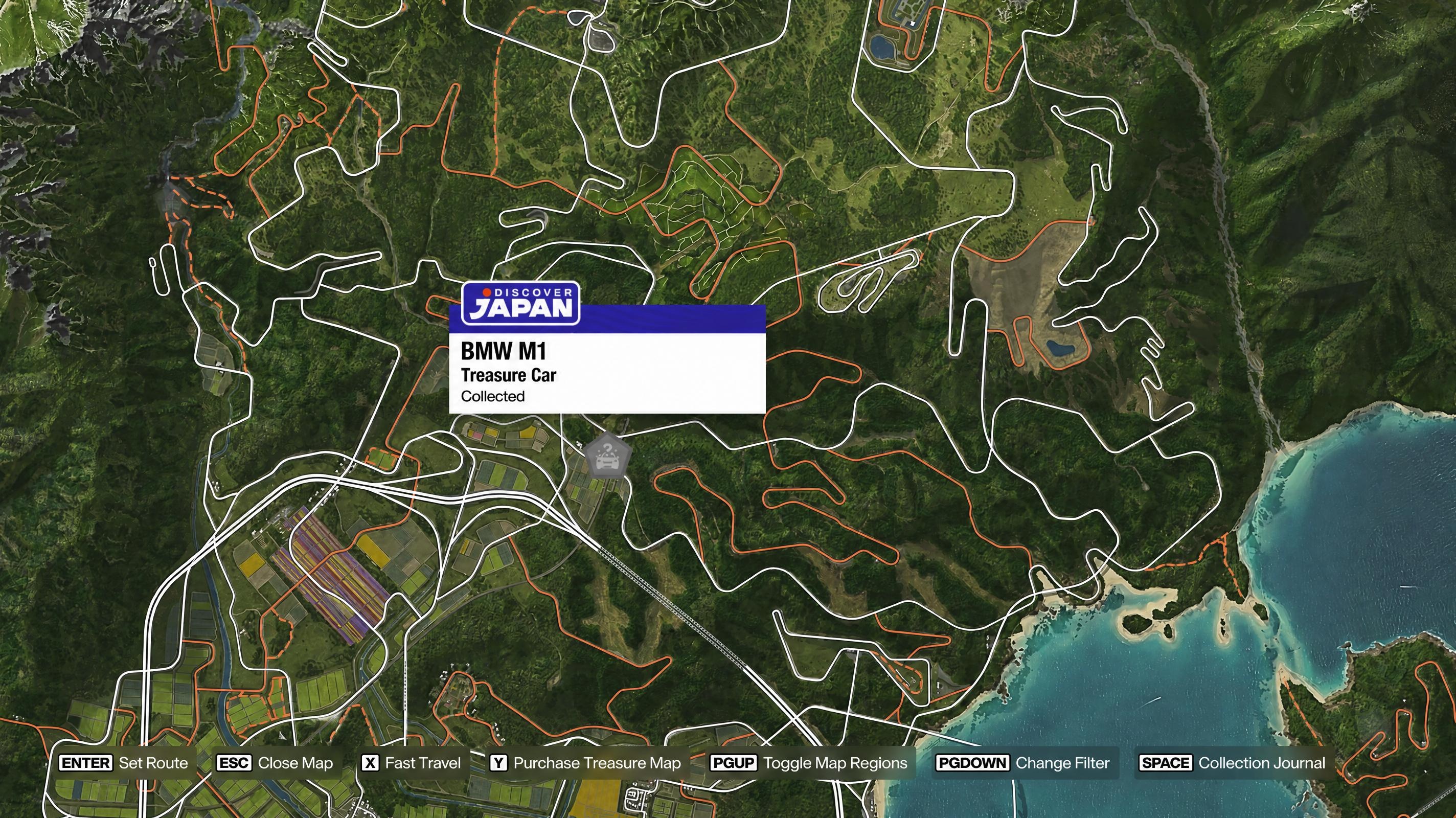 Map location for the 1981 BMW M1 Treasure Car in Hokubu