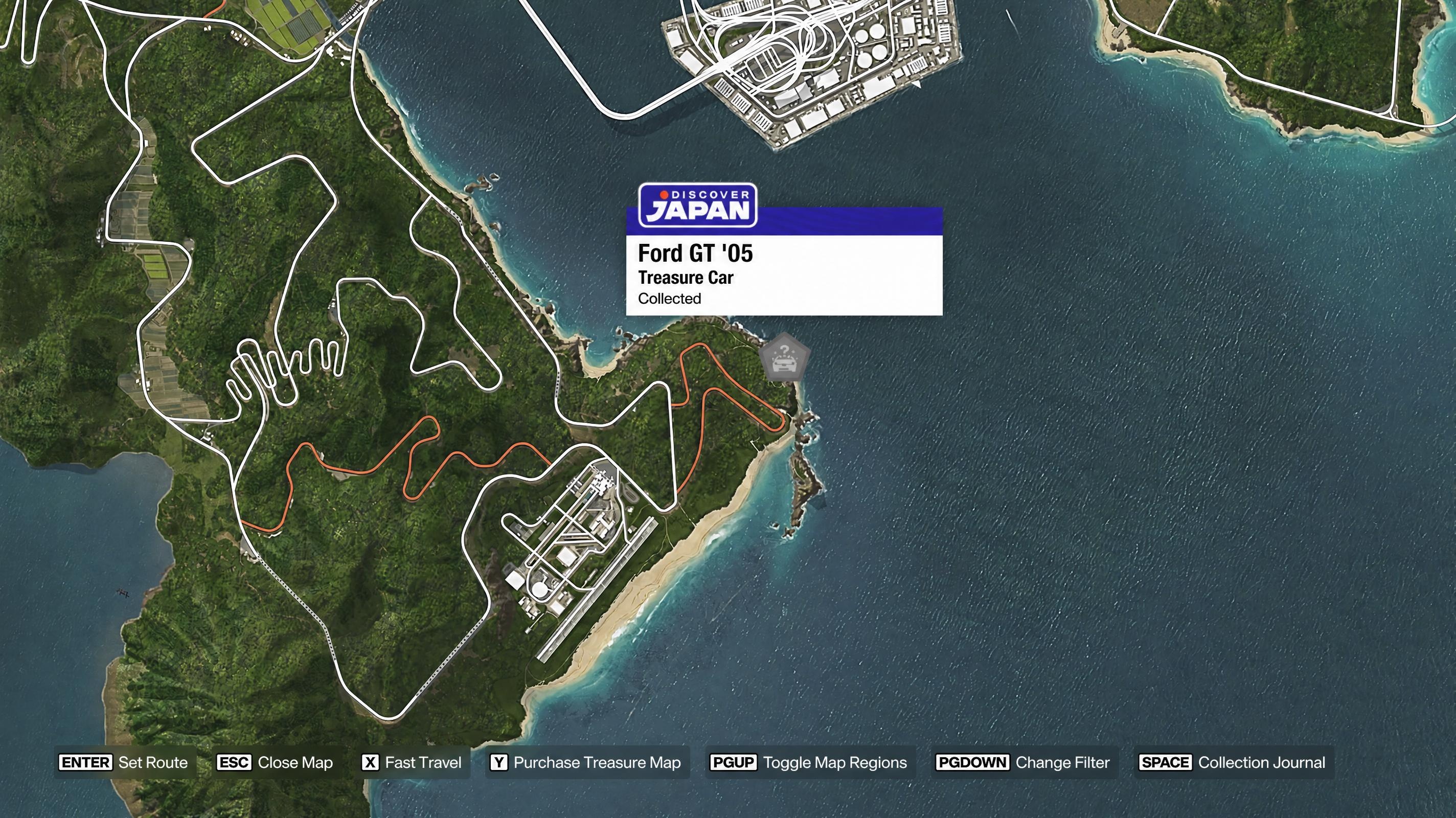 Map location for the 2005 Ford GT Treasure Car in Nangan