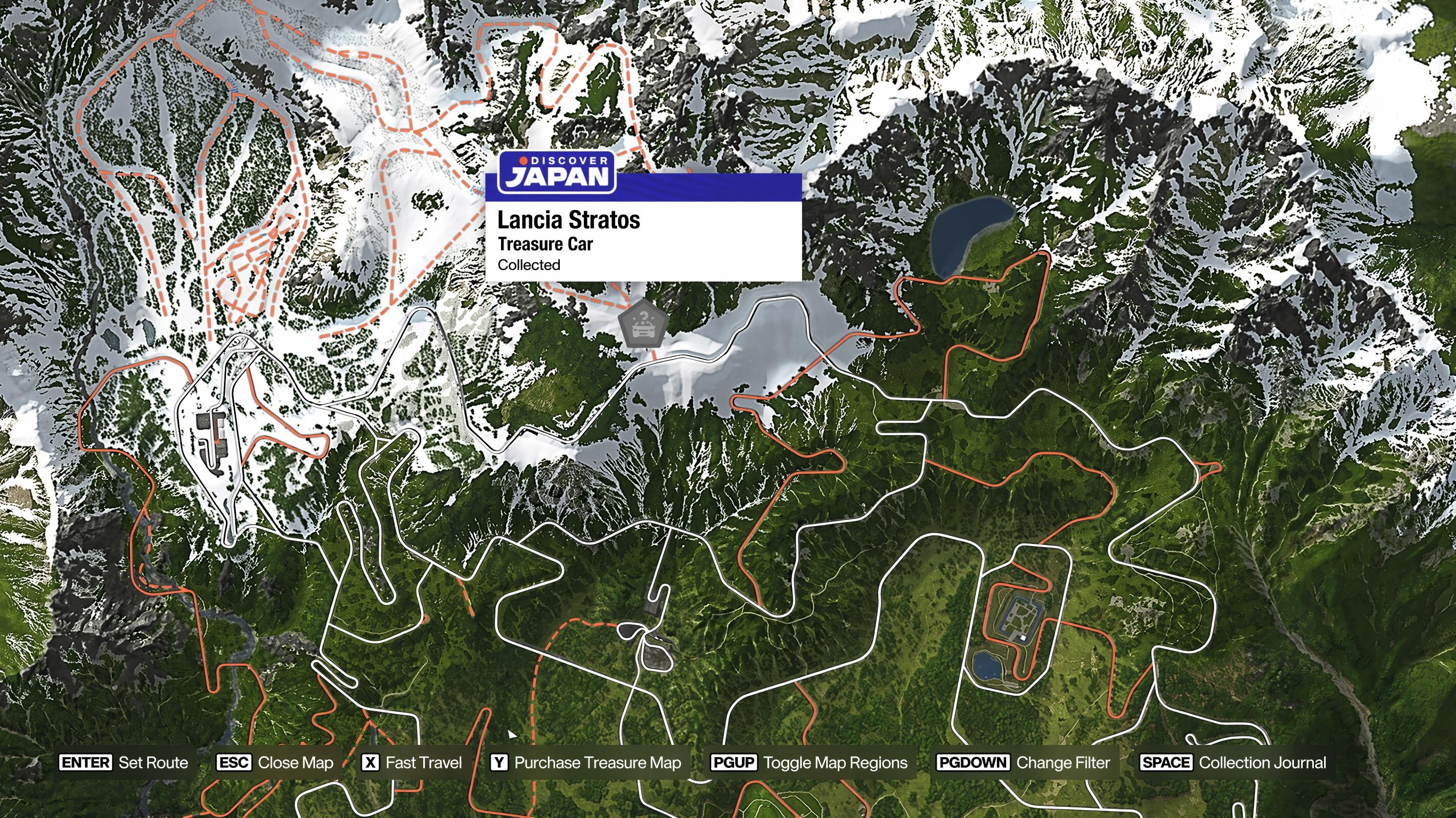 Map location for the 1974 Lancia Stratos HF Stradale Treasure Car in Sotoyama