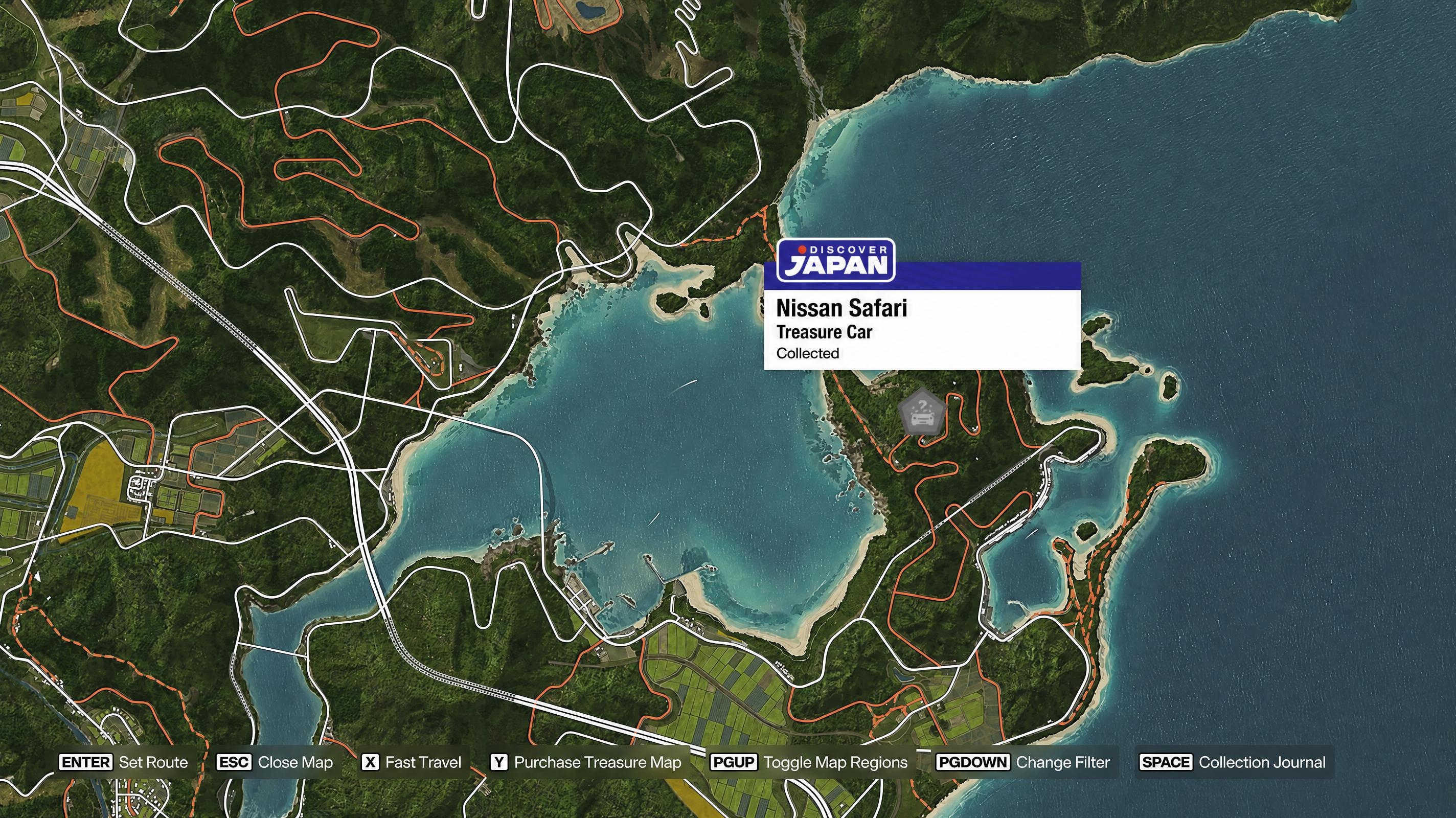 Map location for the 1985 Nissan Safari Turbo Treasure Car in Ito