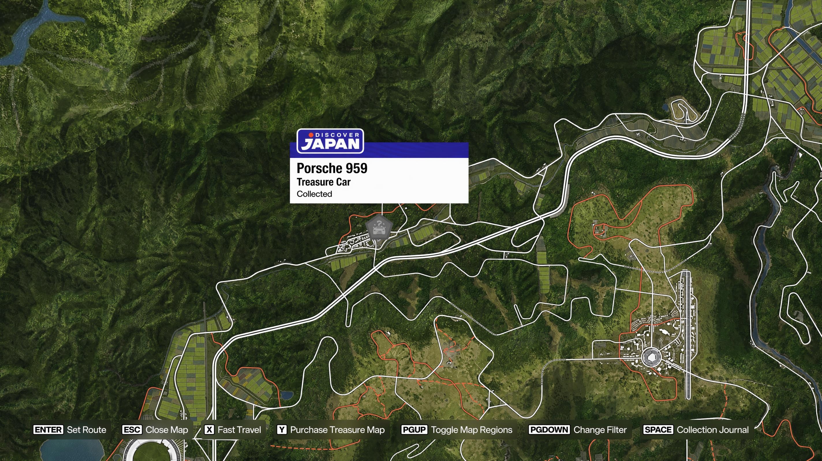 Map location for the 1987 Porsche 959 Treasure Car in Shimanoyama